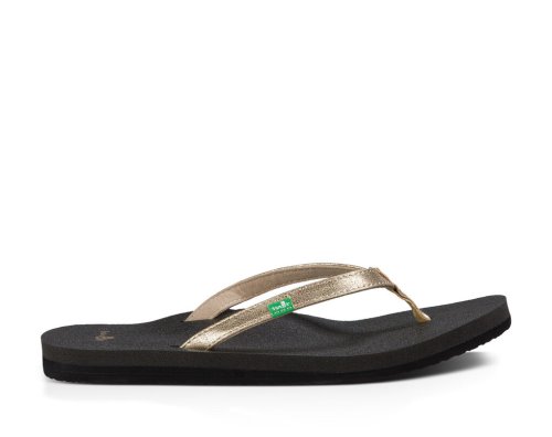 Női Strandpapucs - Sanuk Yoga Joy Metallic - Sanuk Fekete / Arany Cipő PUVTMO493